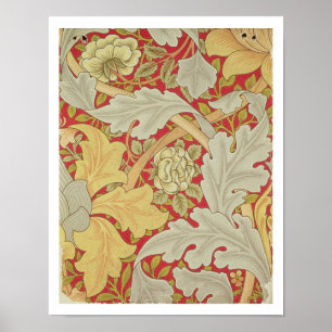 Poster Feuilles Acanthus et rose sauvage sur un dos pourp