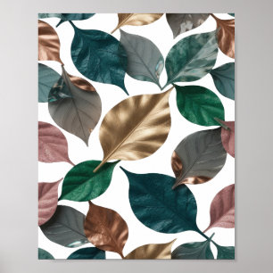 Poster Feuilles argentées accrocheuses design audacieux