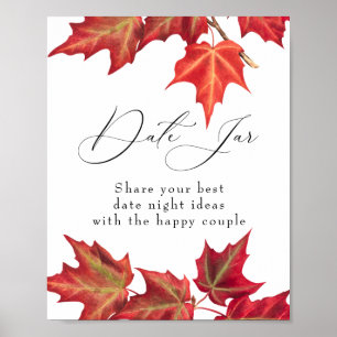 Poster Feuilles automnales Date Jar Automne Fête des mari