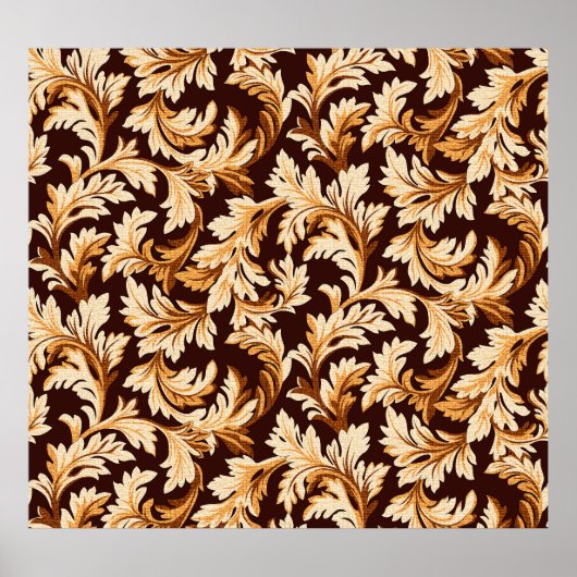 Poster Feuilles Baroques Dessinés À La Main : Élégance De (Devant)