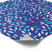 Poster Feuilles bleu aquarelle (Coin)