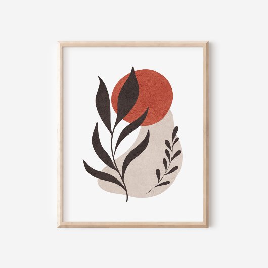 Poster Feuilles botaniques boho avec formes abstraites Ar