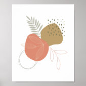 Poster Feuilles botaniques boho contre formes abstraites (Devant)