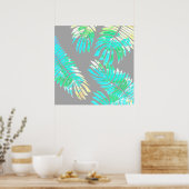 Poster Feuilles botaniques de Neon sur Grey (Cuisine)