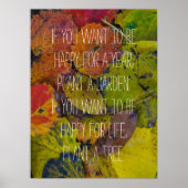 Poster Feuilles colorés après la pluie (Devant)