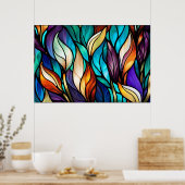 Poster Feuilles colorés en verre tendu (Cuisine)
