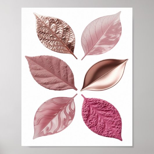 Poster Feuilles d'argent de différentes nuances et textur (Devant)