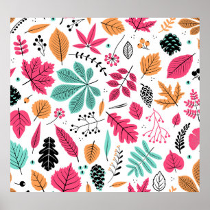 Poster Feuilles d'automne Abstrait Motif sans fil