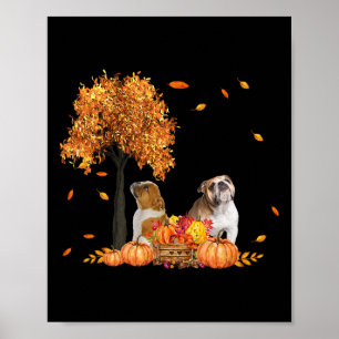 Poster Feuilles d'automne Amoureux des chiens Halloween T