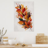 Poster Feuilles d'automne Aquarelle Art (Cuisine)