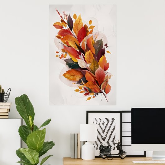 Poster Feuilles d'automne Aquarelle Art (Bureau à domicile)