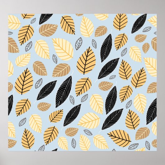 Poster Feuilles d'automne : Arrière - plan bleu transpare (Devant)