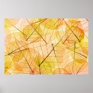 Poster Feuilles d'automne Arrière - plan jaune et orange 
