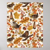 Poster Feuilles d'automne, baies, champignons et fleurs (Devant)