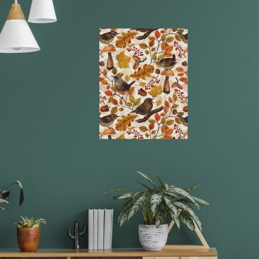 Poster Feuilles d'automne, baies, champignons et fleurs (Salon 1)