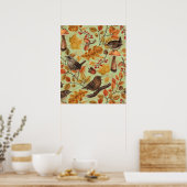 Poster Feuilles d'automne, baies, champignons et roitelet (Cuisine)