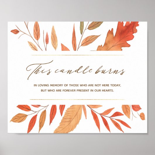 Poster Feuilles d'automne Cette bougie brûle Mariage Mémo (Devant)