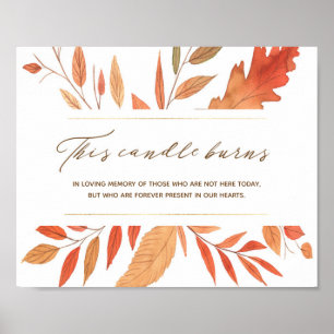 Poster Feuilles d'automne Cette bougie brûle Mariage Mémo