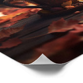 Poster Feuilles d'automne Citrouilles et café (Coin)