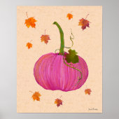 Poster Feuilles d'automne Citrouilles roses (Devant)