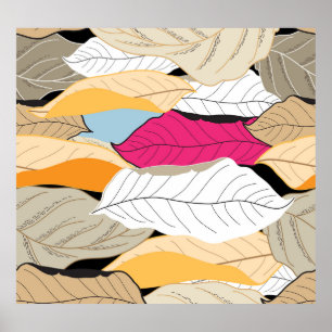 Poster Feuilles d'automne colorées, motif sans soudure.