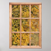 Poster Feuilles d'automne d'or d'une fenêtre (Devant)