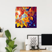 Poster Feuilles d'automne éclairées - Style d'illustratio (Bureau à domicile)