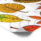 Poster Feuilles d'automne en blanc (Coin)