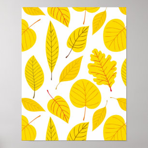 Poster Feuilles d'automne en jaune