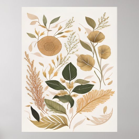 Poster Feuilles D'Automne Et Art Fleur (Devant)