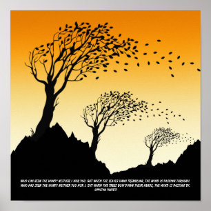 Poster Feuilles d'automne et poème sur le vent