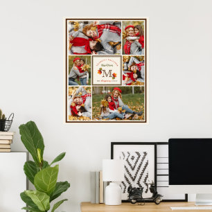 Poster Feuilles d'automne Famille Monogramme 6 Photo Than