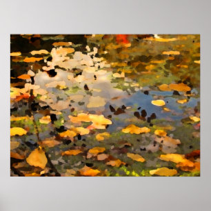 Poster Feuilles d'automne flottantes Abstraites