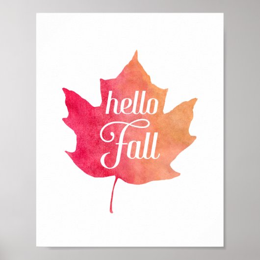 Poster Feuilles d'automne Hello Automne Citation de typog (Devant)