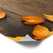 Poster Feuilles d'automne Jaune Artistique sur le bois Th (Coin)