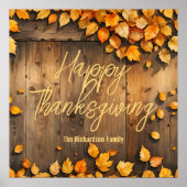 Poster Feuilles d'automne Jaune Artistique sur le bois Th (Devant)