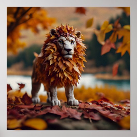 Poster Feuilles d'automne Lion (Devant)