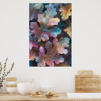 Poster Feuilles d'automne magiques et colorées, œuvre d'a