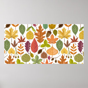 Poster Feuilles d'automne motif sans couture vintage sur