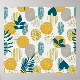 Poster Feuilles d'automne, motif vintage sans soudure.