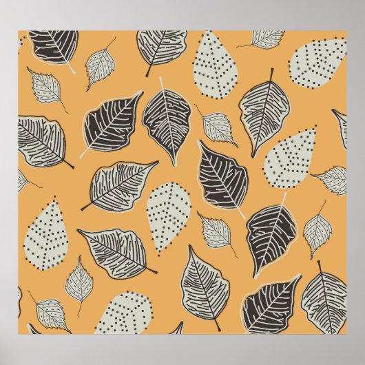 Poster Feuilles d'automne, motif vintage sans soudure. (Devant)