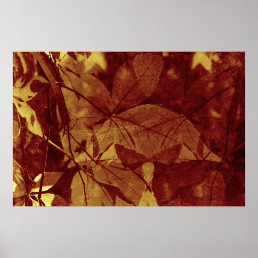 Poster Feuilles d'automne Tons ocres abstraits (Devant)