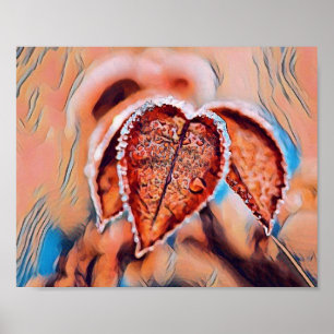 Poster Feuilles de automne colorées avec aquarelle de cou