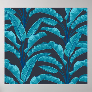 Poster Feuilles de bananes : Motif tropical Vintage.