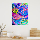 Poster Feuilles de canna tropicale aquarelle (Cuisine)