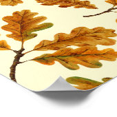 Poster Feuilles de chêne automnal sur blanc (Coin)