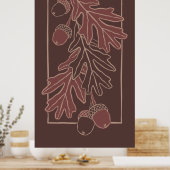 Poster Feuilles de chêne d'automne et motif de glands (Cuisine)