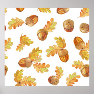 Poster Feuilles de chêne d'automne : motif coloré.