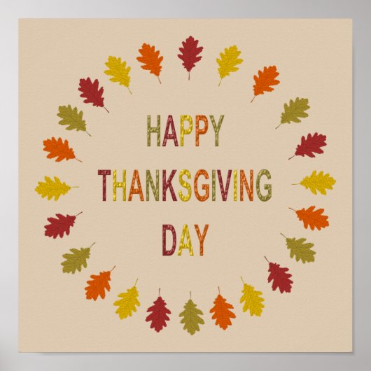 Poster Feuilles de chêne de Thanksgiving (Devant)