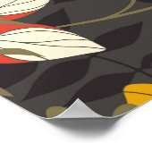 Poster feuilles de dessins animés et fleurs sur un arrièr (Coin)